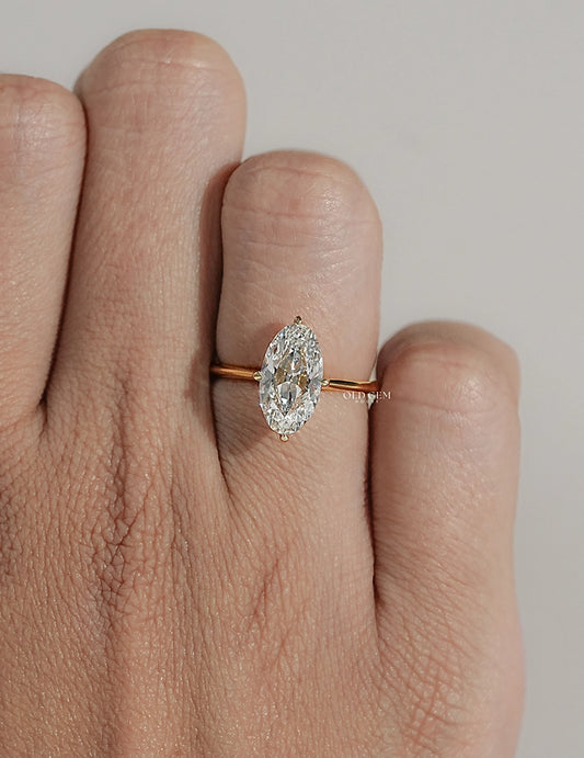 2.10 CT Old Mine Moval Lab Grown Solitaire Ring Engagement Ring