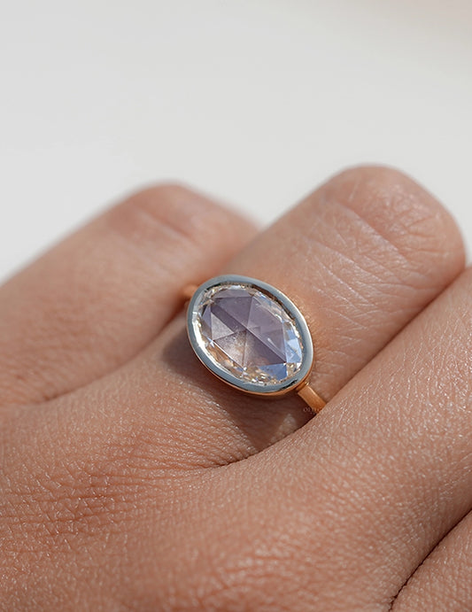 3 CT Soft Faceted Oval Solo Diamond Border Set Ring Engagement Ring