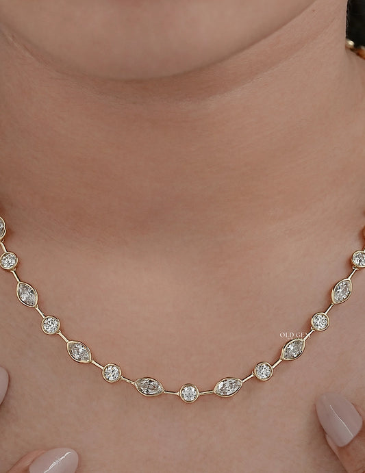 Old Mine Marquise Lab Diamond Necklace Necklaces