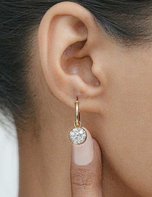OEC Round Cut Lab Grown Diamond Dangle Drop Earrings Earrings