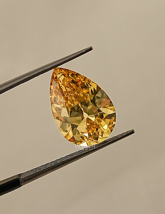 Fancy Vivid Yellow Old Mine Pear Cut Loose Diamond