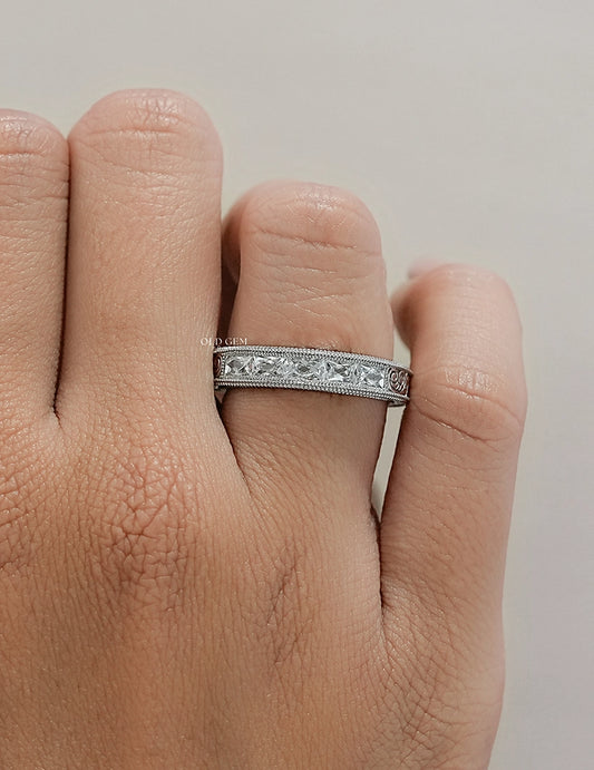Victorian French Cut Baguette Unisex Wedding Band Wedding Band