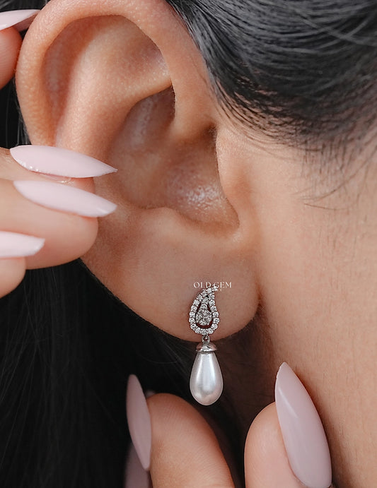 Pearl Gemstone Dangle Earrings