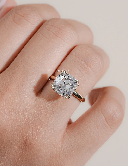 Georgian Old Mine Cut Hidden Halo Diamond Ring Engagement Ring