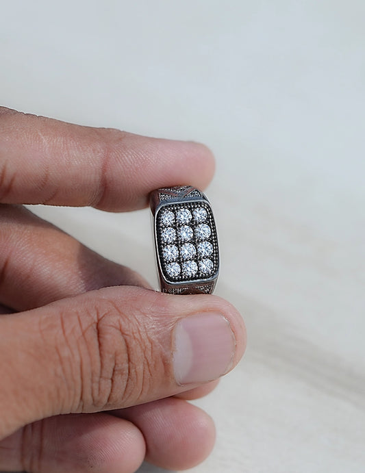 Milgrain Set Round Diamond Men's Wedding Ring Men's Jewelry