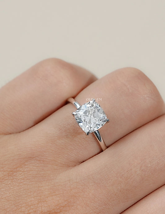 Old Mine Square Cushion Cut Solitaire Ring Engagement Ring