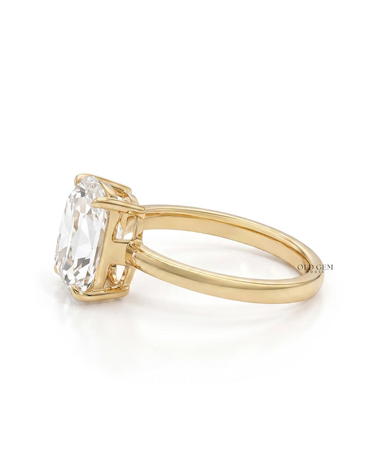 Georgian Old Mine Cushion Lab Diamond Solitaire Ring Engagement Ring