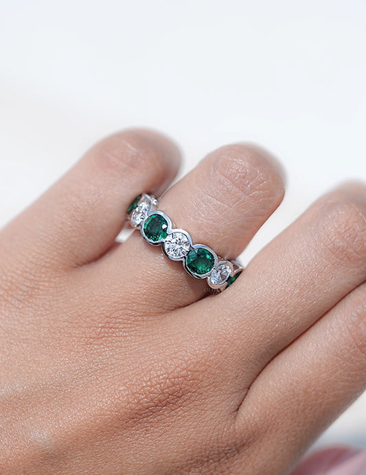 Emerald Gemstone Band Wedding Band