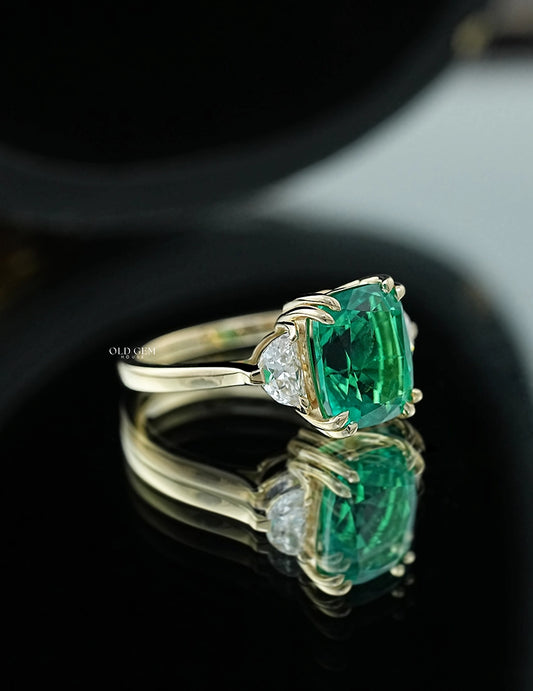 Three Stone Lab Gemstone Engagement Ring