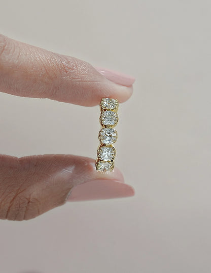 Georgian Square Old Mine Cushion Lab Diamond Five Stone Ring Wedding Band