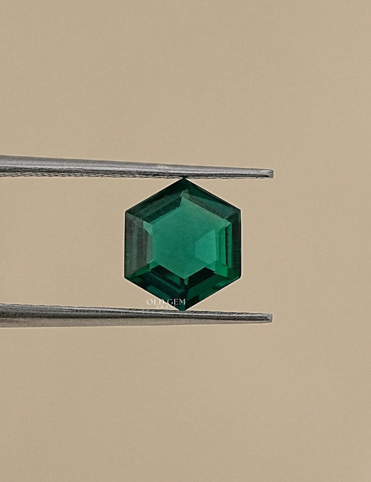 Green Emerald Hexagon Lab Gemstone Gemstone
