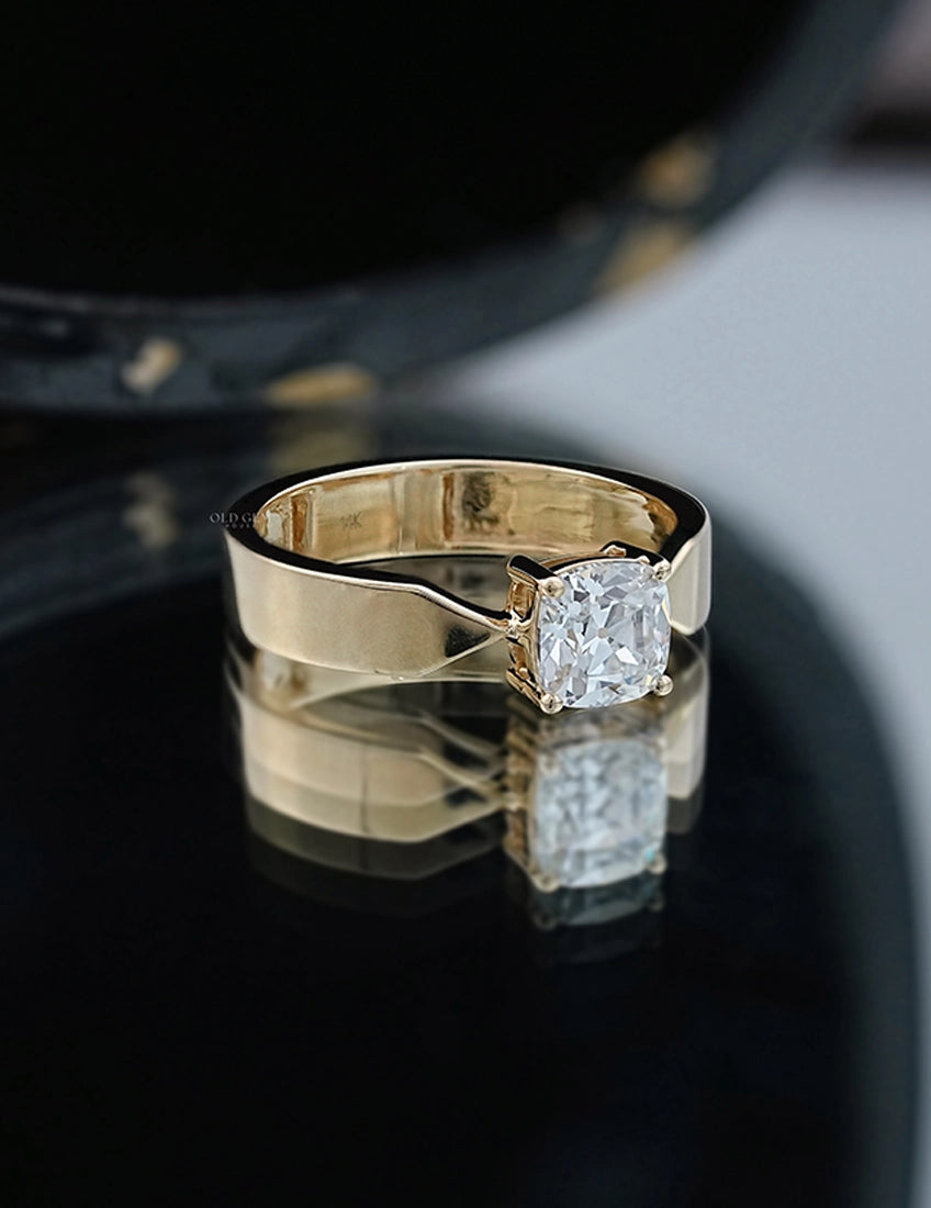 1 CT Vintage Allure Cushion Solo Diamond Ring For Him Men's Jewelry