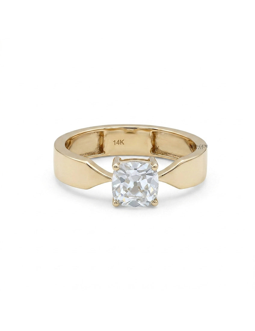 1 CT Vintage Allure Cushion Solo Diamond Ring For Him