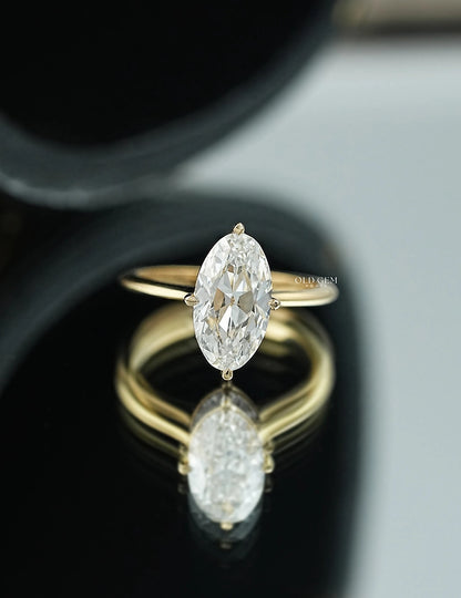 2.10 CT Old Mine Moval Lab Grown Solitaire Ring