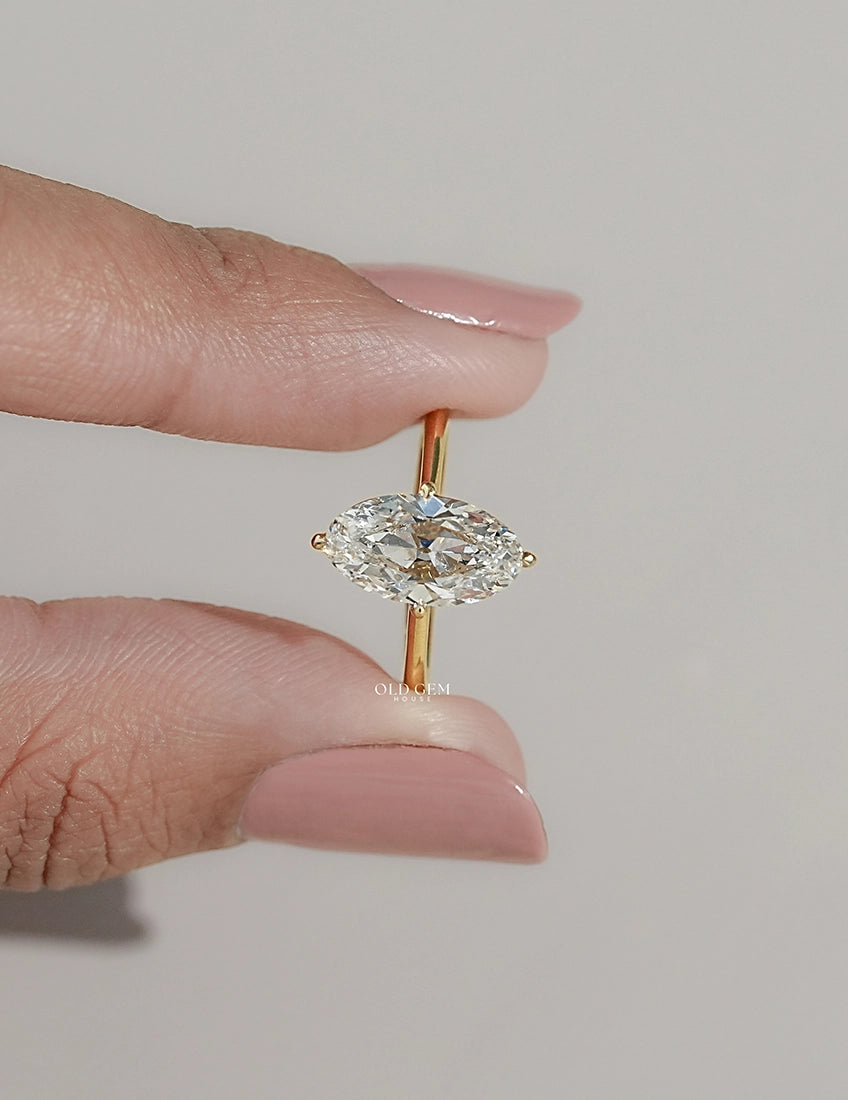 2.10 CT Old Mine Moval Lab Grown Solitaire Ring