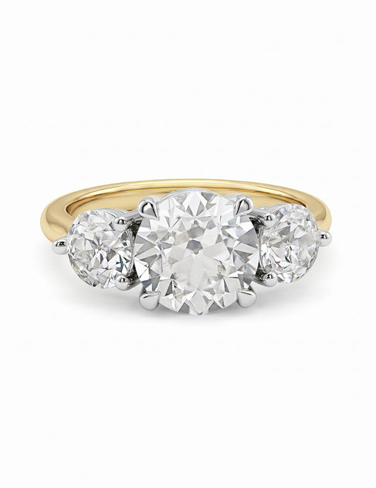 Georgian Old European Cut Diamond Three Stone Ring Engagement Ring