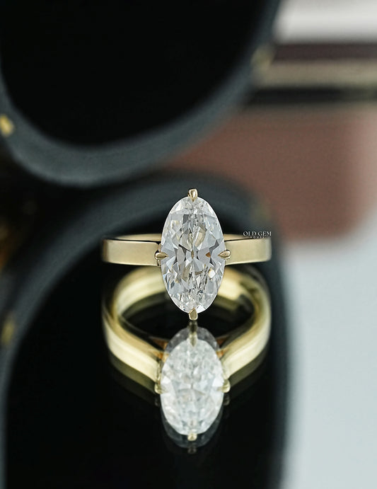 Old Mine Moval Lab Diamond Solitaire Ring