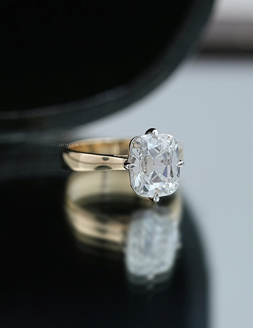 Old Mine Cushion Cut Solitaire Ring Georgian Era Engagement Ring