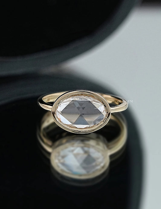 3 CT Soft Faceted Oval Solo Diamond Border Set Ring Engagement Ring