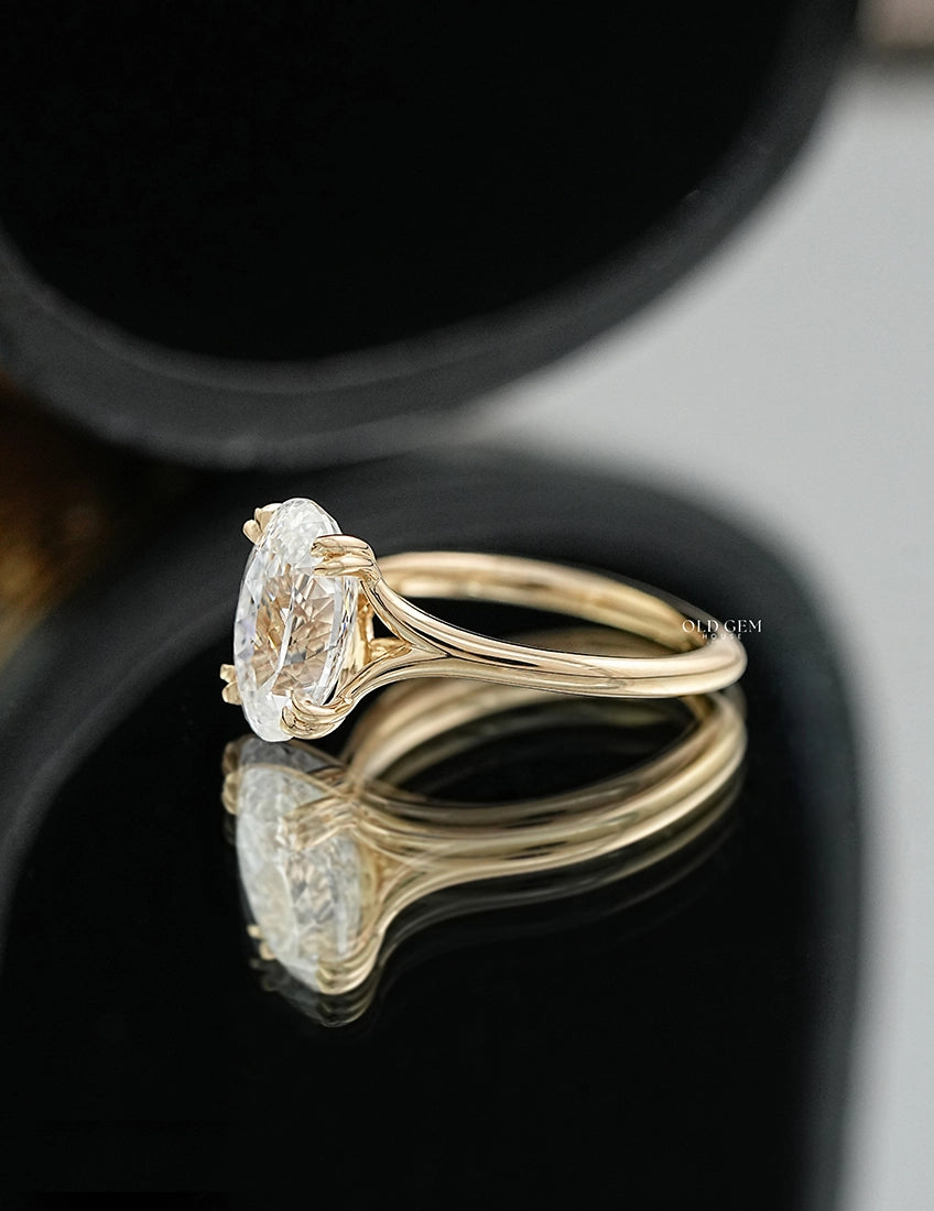 Portuguese Cut Oval Diamond Engagement Ring