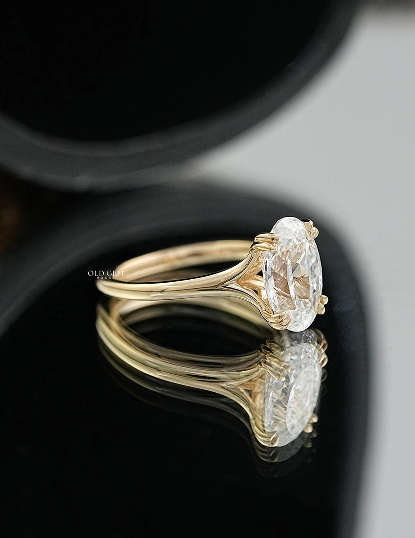 Portuguese Cut Oval Diamond Engagement Ring