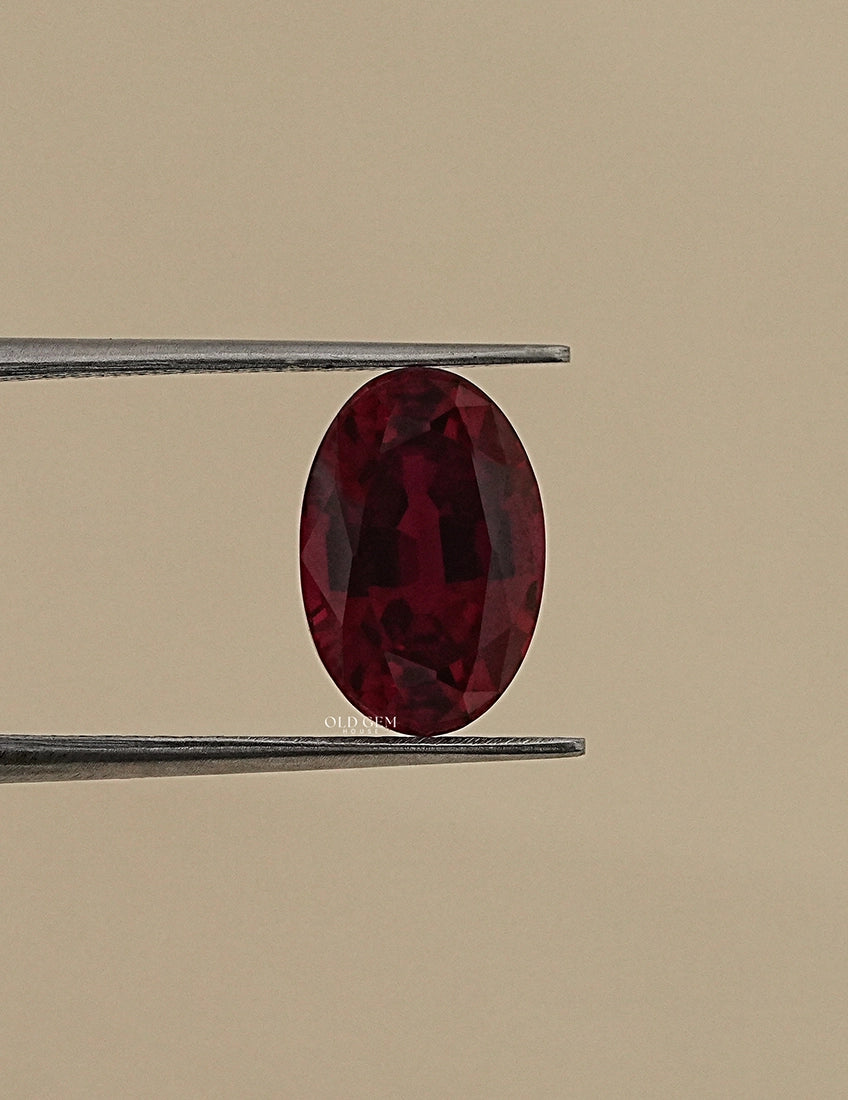 4.95 Carat Red Oval Cut Lab Loose Gemstone