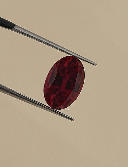 4.95 Carat Red Oval Cut Lab Loose Gemstone