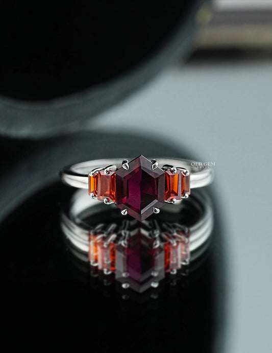 Antique Hexagon Shape Five Stone Wedding Ring