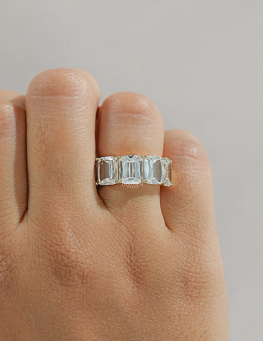 Shallow Ashoka Cut Five Stone Band - Georgian Era Wedding Band