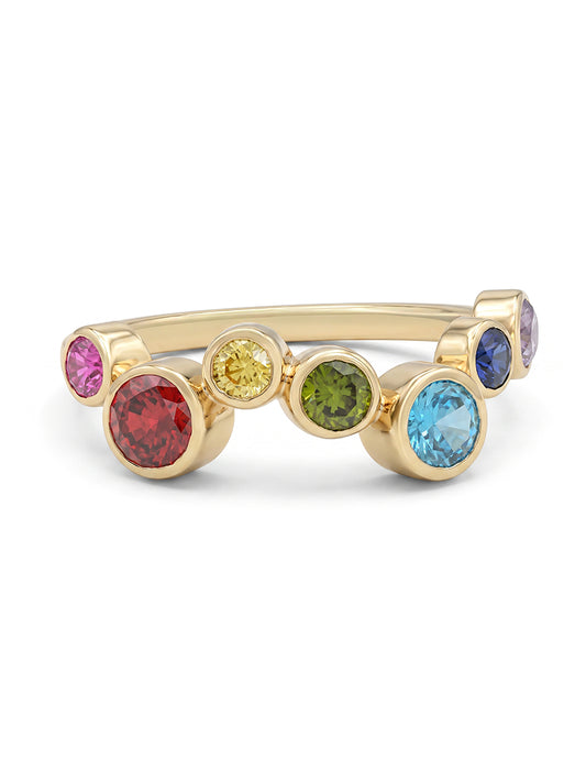 Multicolor Gemstone Rainbow Wedding Ring Wedding Band