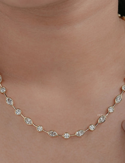 Old Mine Marquise Lab Diamond Necklace