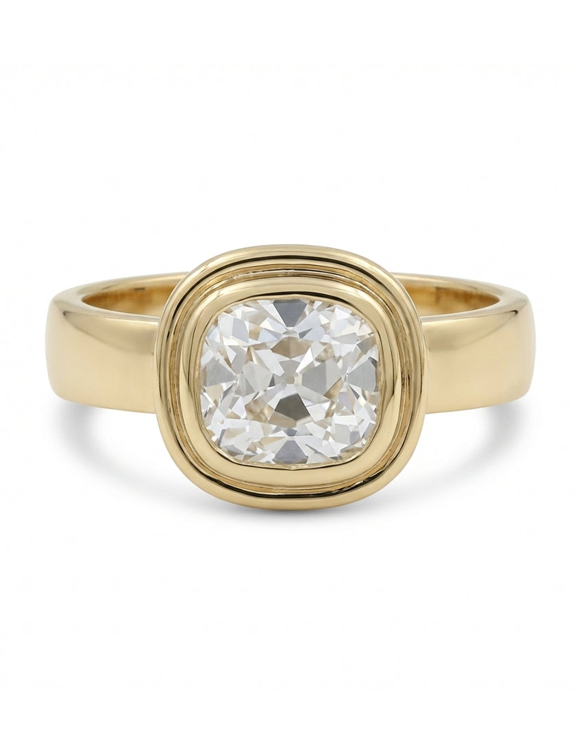 Georgian Old Mine Cushion Cut Bezel Set Engagement Ring Engagement Ring