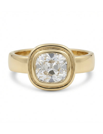 Georgian Old Mine Cushion Cut Bezel Set Engagement Ring