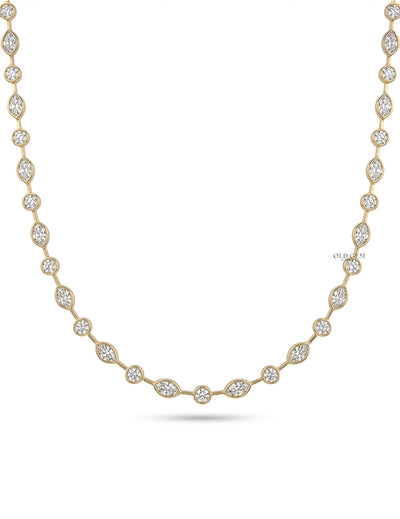 Bezel Set Old Cut Lab Grown Diamond Necklace