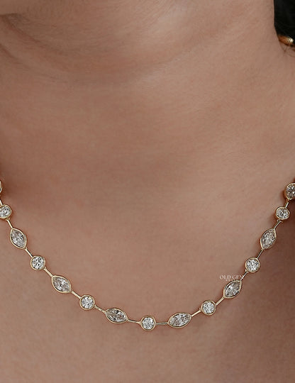 Old Mine Marquise Lab Diamond Necklace