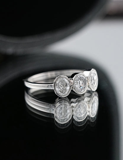 Step Cut Oval Trilogy Ring