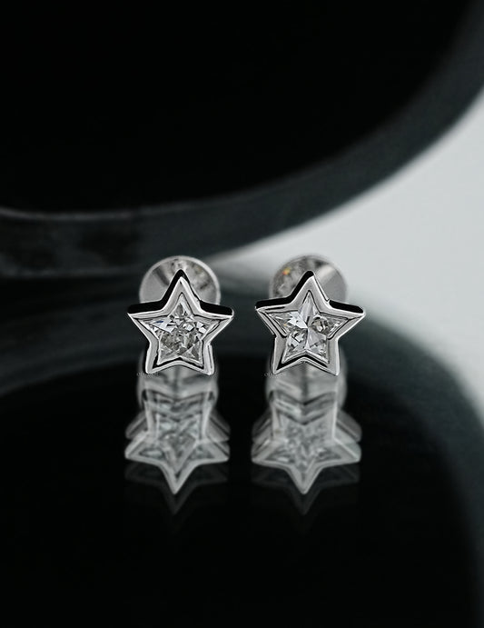 Star Cut Bezel Stud Earrings