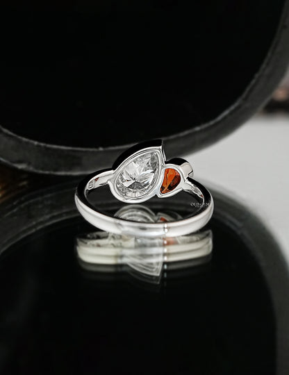 Pear Cut Lab Ruby Gemstone Toi Et Moi Ring