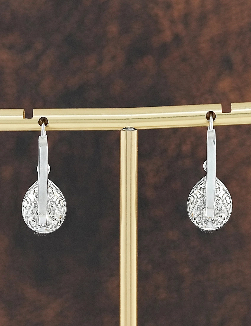Rose Cut Pear Lab Diamond Halo Drop Earrings Earrings