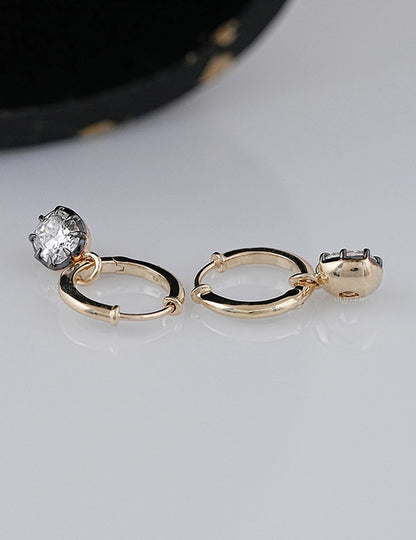 Old Mine Cushion Black Coated Hoop Earrings Earrings