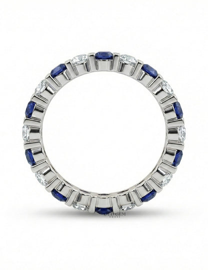 Blue Gemstone Round Cut Eternity Wedding Band Wedding Band