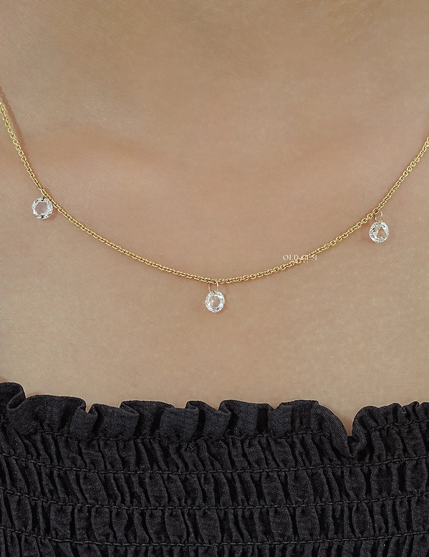 Charm Rose Cut Diamond Necklace