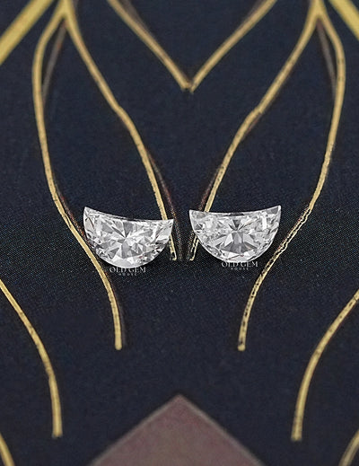 Crescent Half Moon Cut Lab Diamond Pair