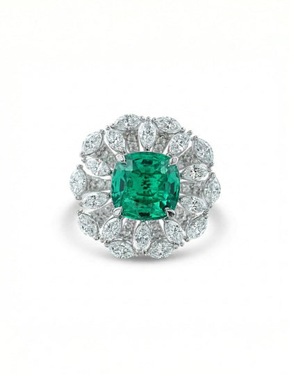 Art Deco Colombian Cushion Halo Engagement Ring Engagement Ring