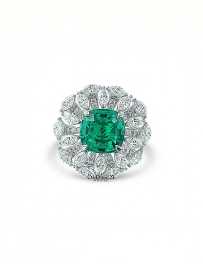 Art Deco Colombian Cushion Halo Engagement Ring Engagement Ring