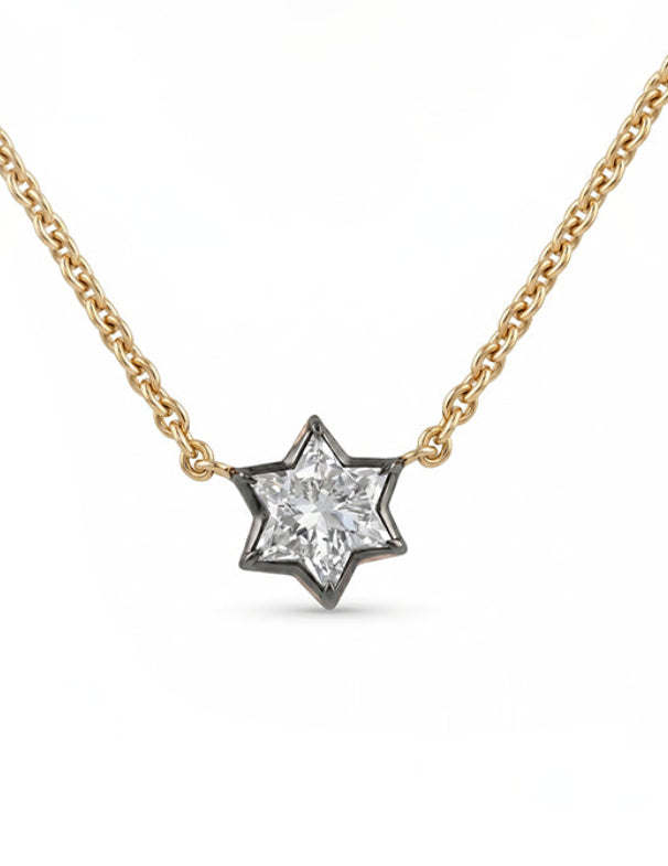 David Star Cut Lab Diamond Solitaire Pendant Necklaces