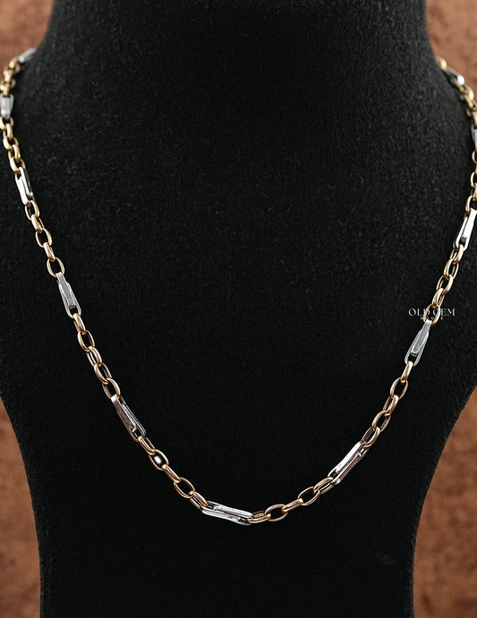 Dual Tone Gold Paper Clip Chain For Men Men's Jewelry