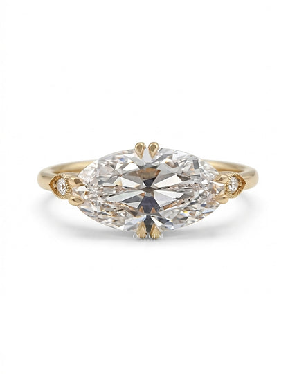 Georgian East West Old Mine Moval Cut Solitaire Ring Engagement Ring