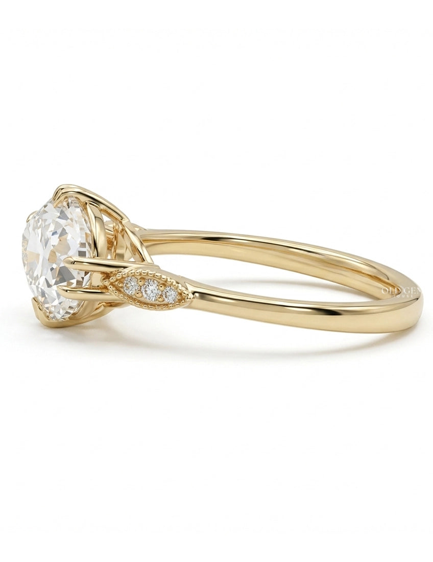 Georgian East West Old Mine Moval Cut Solitaire Ring Engagement Ring