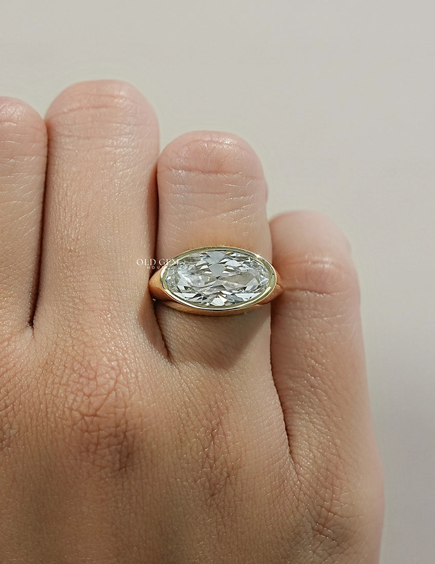 Georgian Old Mine Moval Bezel Setting Ring Engagement RingMen's Jewelry